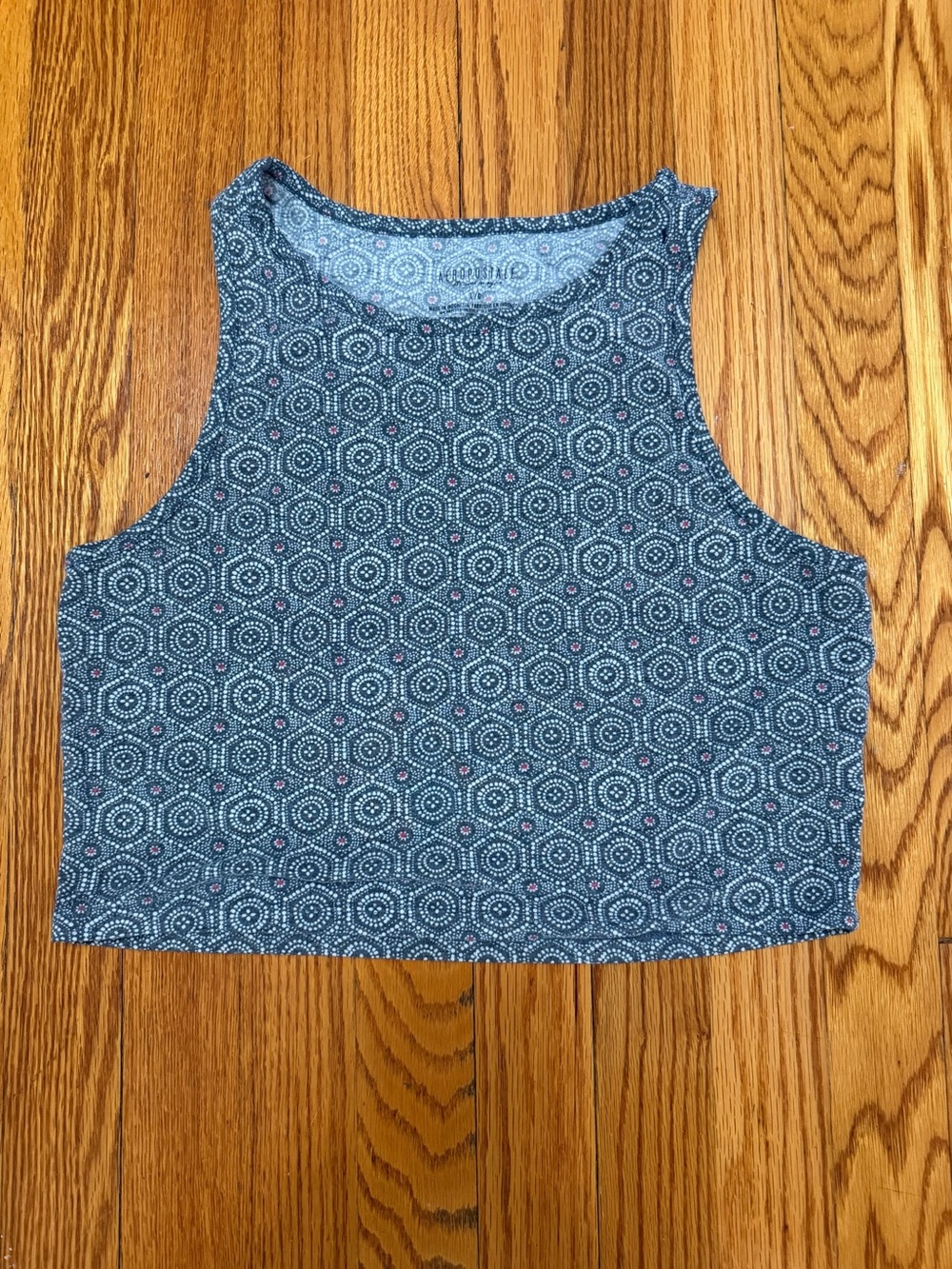 Aeropostale Blue Geometric Crop Tank - Women's